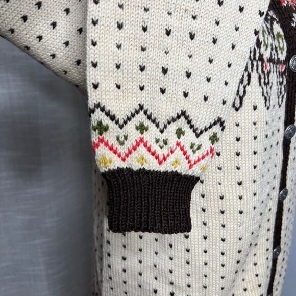 Vintage Norsk Husflid Hand Knit Wool Cardigan Sweater Nordic Button Size Medium - Picture 7 of 10